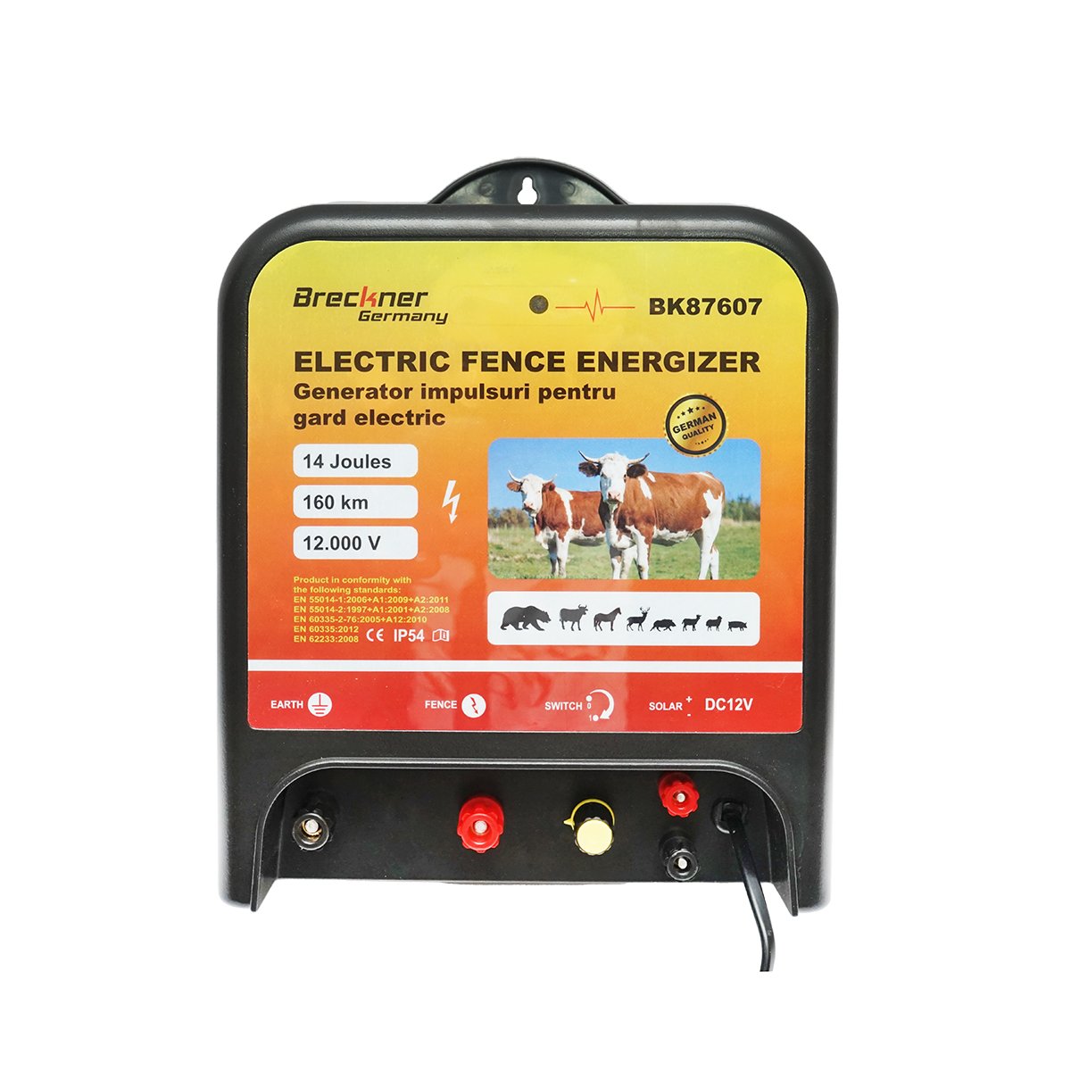 Aparat generator impulsuri 12V, 14 Joule, 160km pentru gard electric Breckner Germany